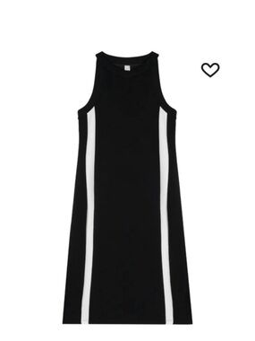 SPANX Black Midi Shift Dress with White Side Panels